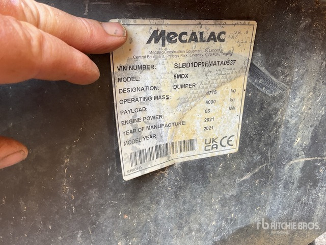 2021 Mecalac 6MDX Cabbed 6 Ton Dumper - Dampr: obrázek 1 2021 Mecalac 6MDX Cabbed 6 Ton Dumper - Dampr: obrázek 1