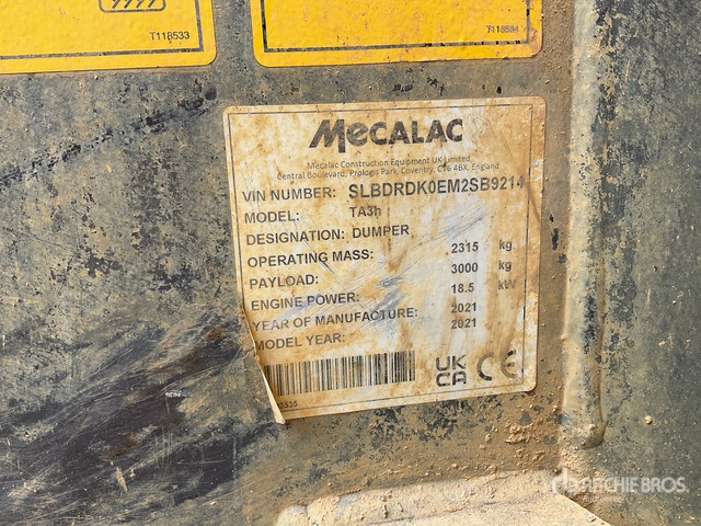 2021 Mecalac TA3H Hydrostatic Dumper - Dampr: obrázek 1 2021 Mecalac TA3H Hydrostatic Dumper - Dampr: obrázek 1