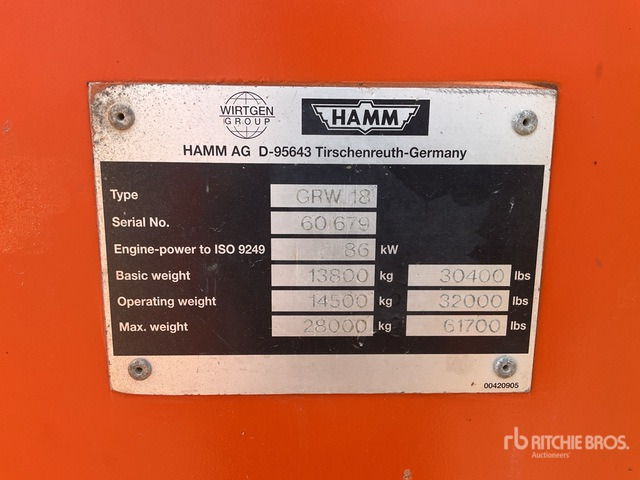 2003 Hamm GRW18 8 Wheel Pneumatic Roller - Pneumatikový válec: obrázek 1 2003 Hamm GRW18 8 Wheel Pneumatic Roller - Pneumatikový válec: obrázek 1
