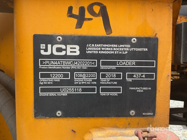 2018 JCB 437-4 Wheel Loader - Kolový nakladač: obrázek 2 2018 JCB 437-4 Wheel Loader - Kolový nakladač: obrázek 2