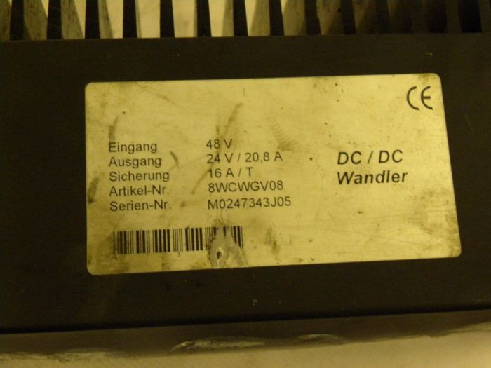 Converter DC-DC 48/24 V, 20.8 A for Mitsubishi - Elektrický systém pro Manipulační technika: obrázek 3 Converter DC-DC 48/24 V, 20.8 A for Mitsubishi - Elektrický systém pro Manipulační technika: obrázek 3