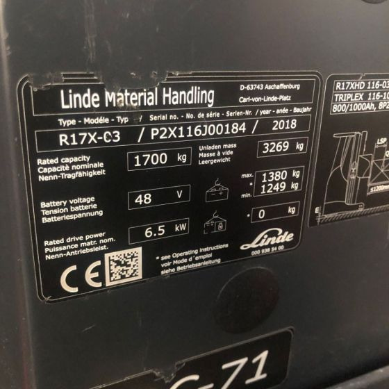 Linde R17XHD (116-03) - Retrak: obrázek 2 Linde R17XHD (116-03) - Retrak: obrázek 2