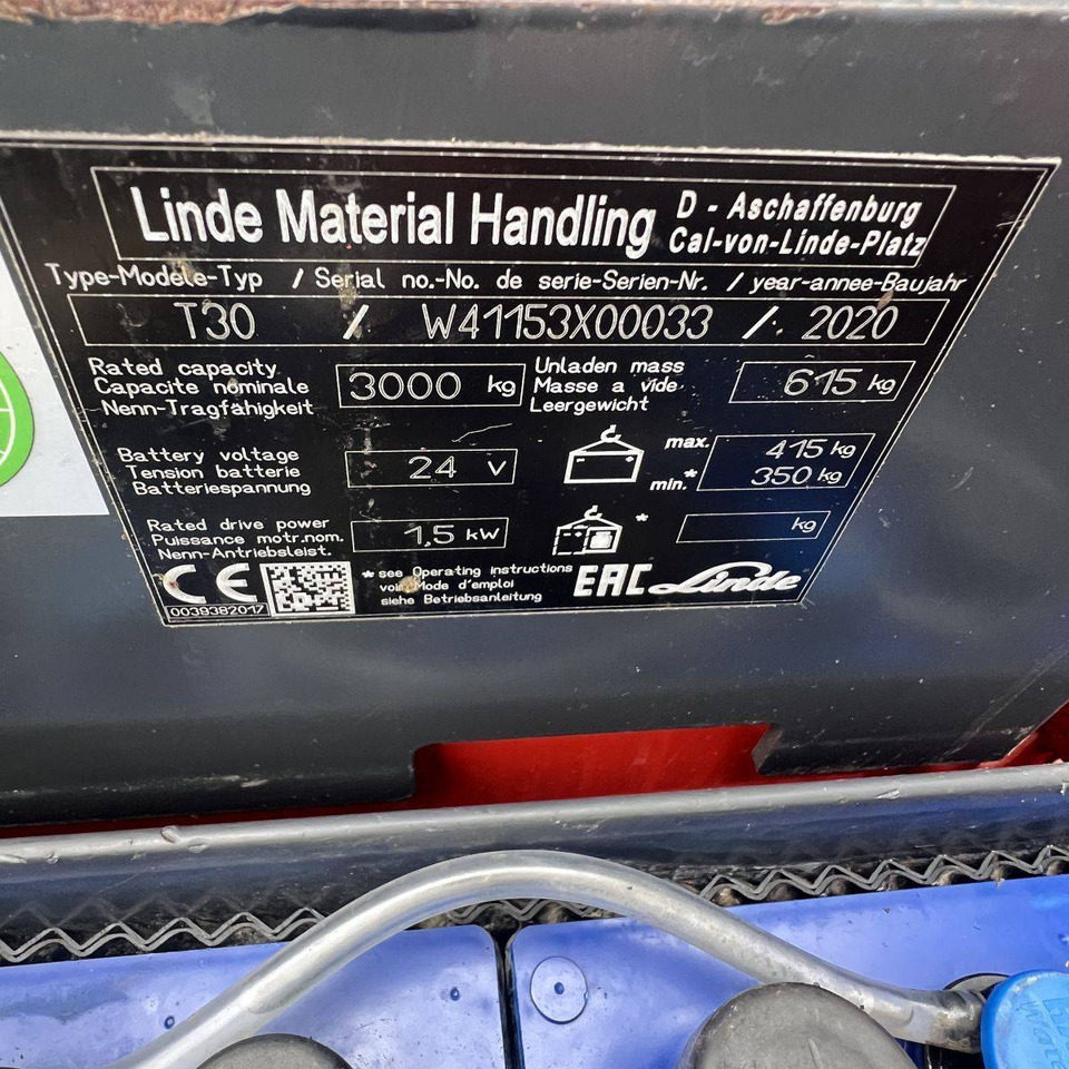 Paletový vozík Linde T30 (1153): obrázek 8 Paletový vozík Linde T30 (1153): obrázek 8