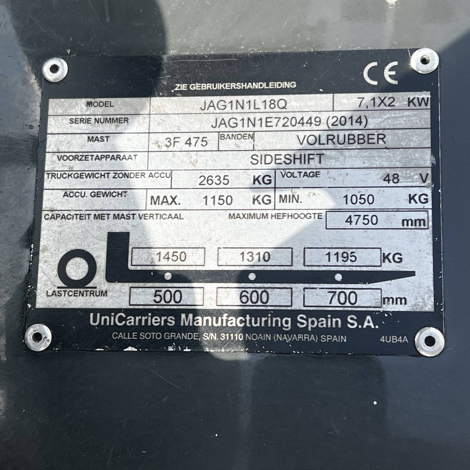 Elektrický vysokozdvižný vozík Unicarriers EF18 (JAG1N1L18Q): obrázek 18
