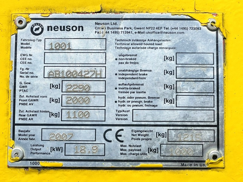 Neuson 1001 (3631) - Mini-sklápěčka: obrázek 3 Neuson 1001 (3631) - Mini-sklápěčka: obrázek 3