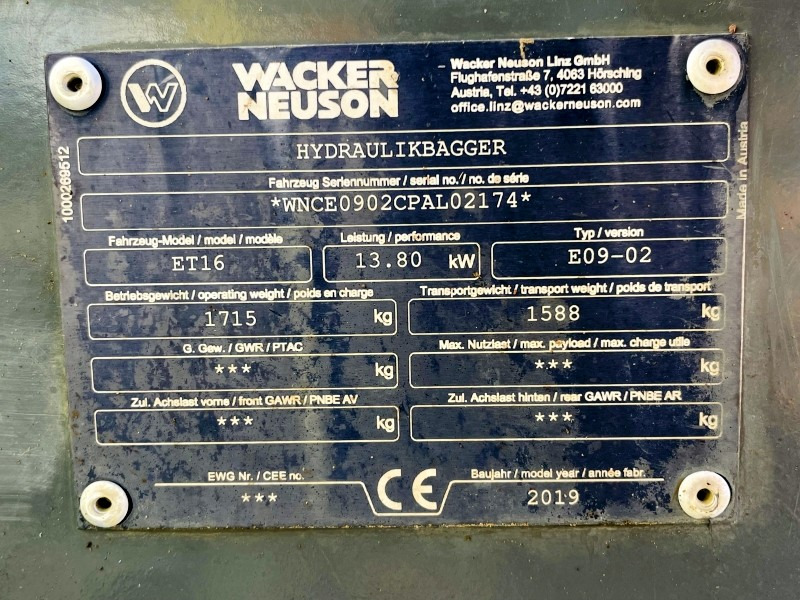 Neuson ET16 (3865) - Mini rýpadlo: obrázek 3 Neuson ET16 (3865) - Mini rýpadlo: obrázek 3