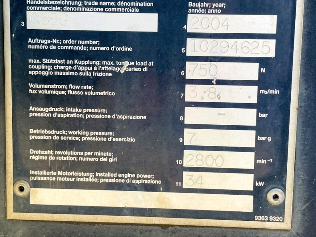 Vergleich C38G (3959) - Mobilní kompresor: obrázek 4 Vergleich C38G (3959) - Mobilní kompresor: obrázek 4