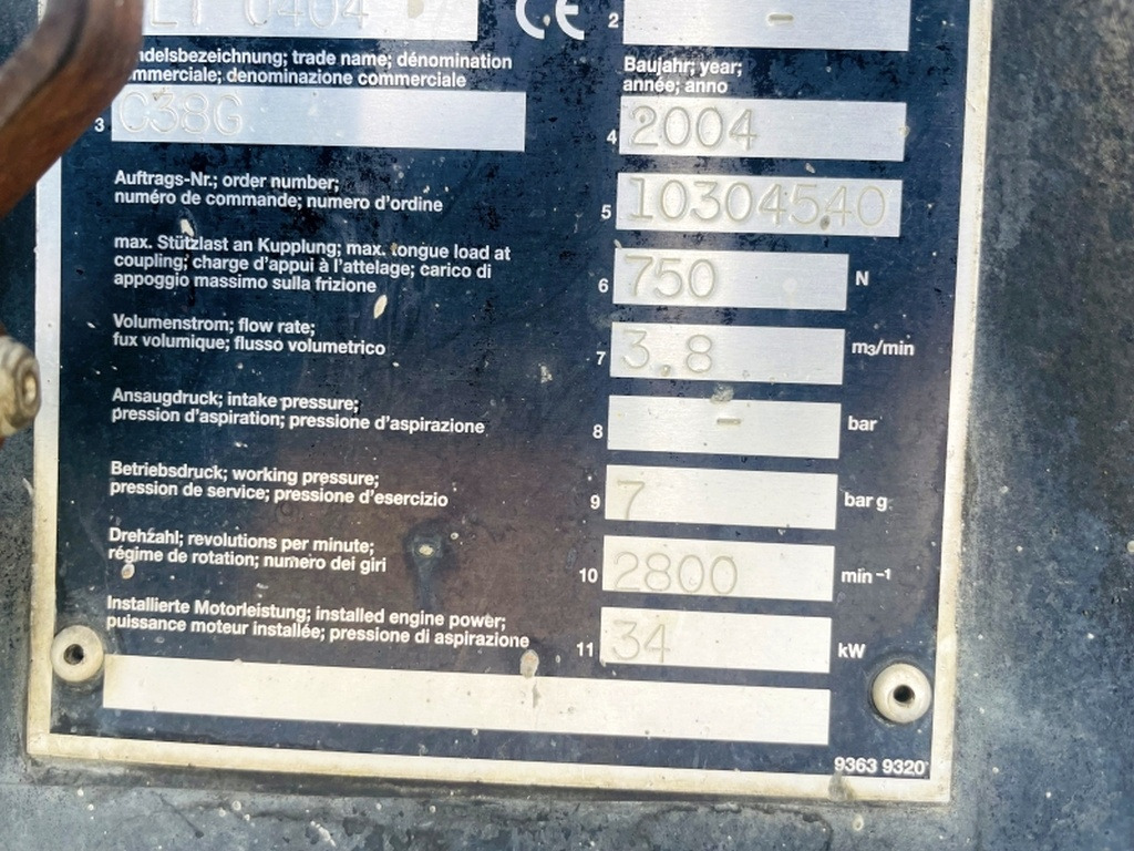 Vergleich C38G (3960) - Mobilní kompresor: obrázek 4 Vergleich C38G (3960) - Mobilní kompresor: obrázek 4