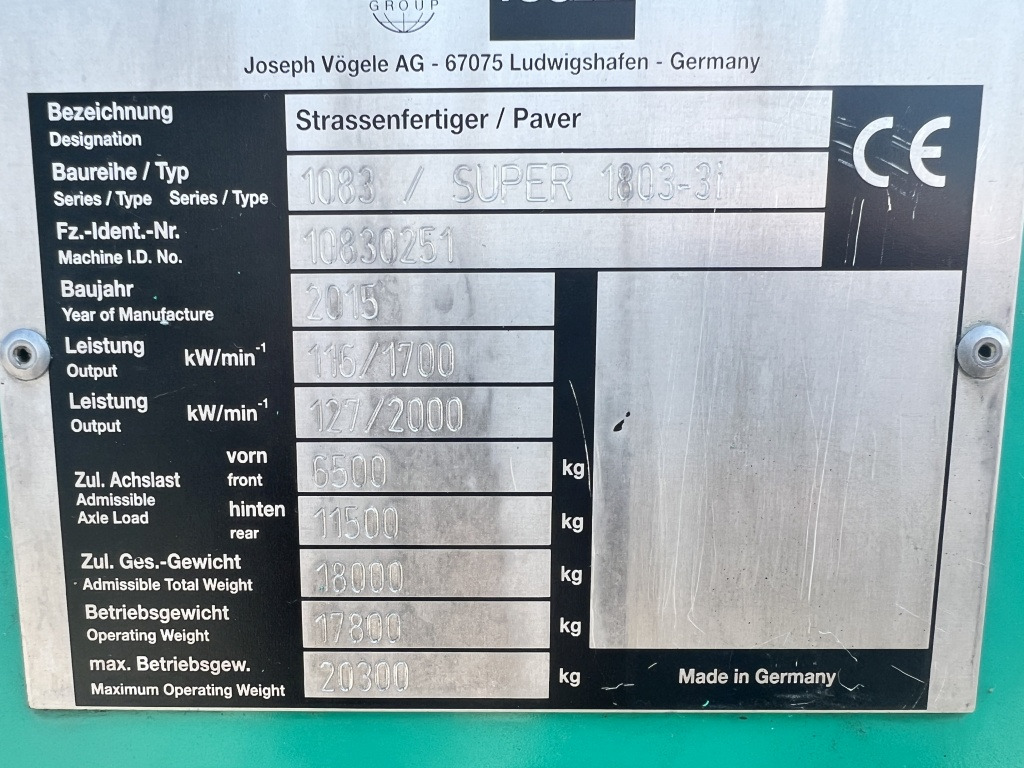 Finišér Vögele Super 1803-3i (111604): obrázek 8