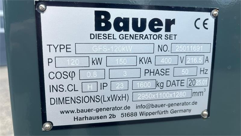 Bauer GFS-120 ATS, 120 kW/150 kVA Fabriksny generator - Elektrický generátor: obrázek 3 Bauer GFS-120 ATS, 120 kW/150 kVA Fabriksny generator - Elektrický generátor: obrázek 3