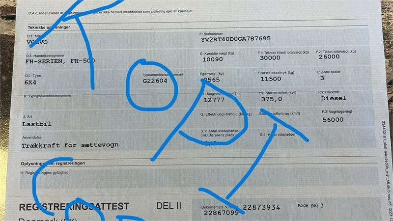 Volvo FH 500 6x4 med tandemløft og aftagelig HMF 1150 kr - Tahač: obrázek 4 Volvo FH 500 6x4 med tandemløft og aftagelig HMF 1150 kr - Tahač: obrázek 4