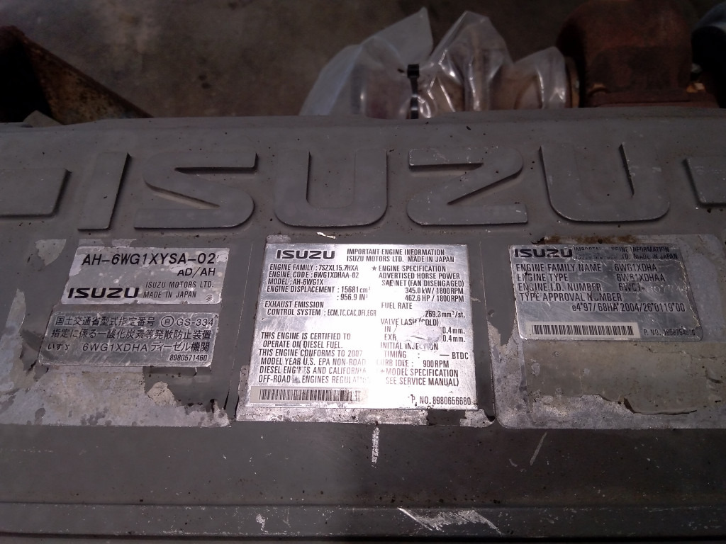 Isuzu 6WG1XYSA-02 (AD/AH) - - Motor pro Stavební technika: obrázek 2 Isuzu 6WG1XYSA-02 (AD/AH) - - Motor pro Stavební technika: obrázek 2