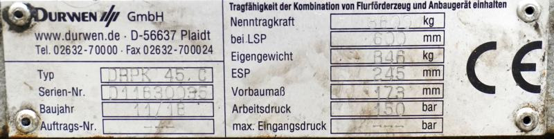 DURWEN DRPK45C, Breite 1630 mm - Vidle: obrázek 5 DURWEN DRPK45C, Breite 1630 mm - Vidle: obrázek 5