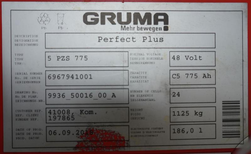 GRUMA 48 Volt 5 PzS 775 Ah - Akumulátor: obrázek 5 GRUMA 48 Volt 5 PzS 775 Ah - Akumulátor: obrázek 5