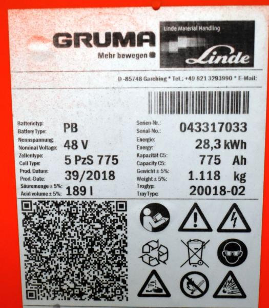 GRUMA 48 Volt 5 PzS 775 Ah - Akumulátor: obrázek 5 GRUMA 48 Volt 5 PzS 775 Ah - Akumulátor: obrázek 5