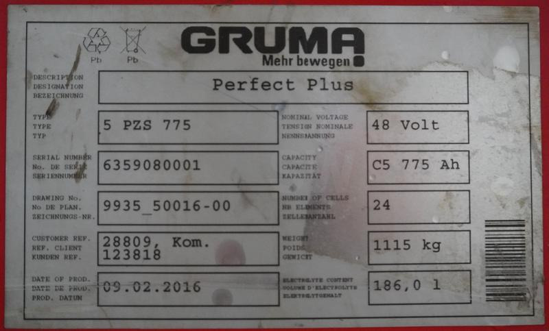 GRUMA 48 Volt 5 PzS 775 Ah - Akumulátor: obrázek 5 GRUMA 48 Volt 5 PzS 775 Ah - Akumulátor: obrázek 5