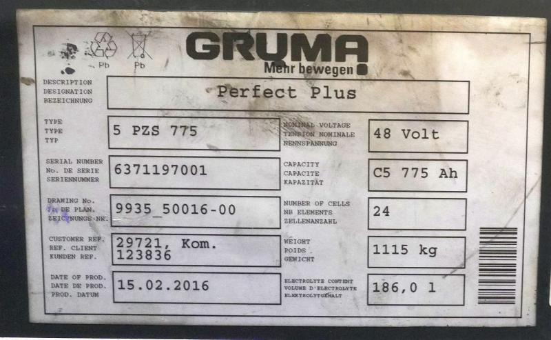 GRUMA 48 Volt 5 PzS 775 Ah - Akumulátor: obrázek 4 GRUMA 48 Volt 5 PzS 775 Ah - Akumulátor: obrázek 4