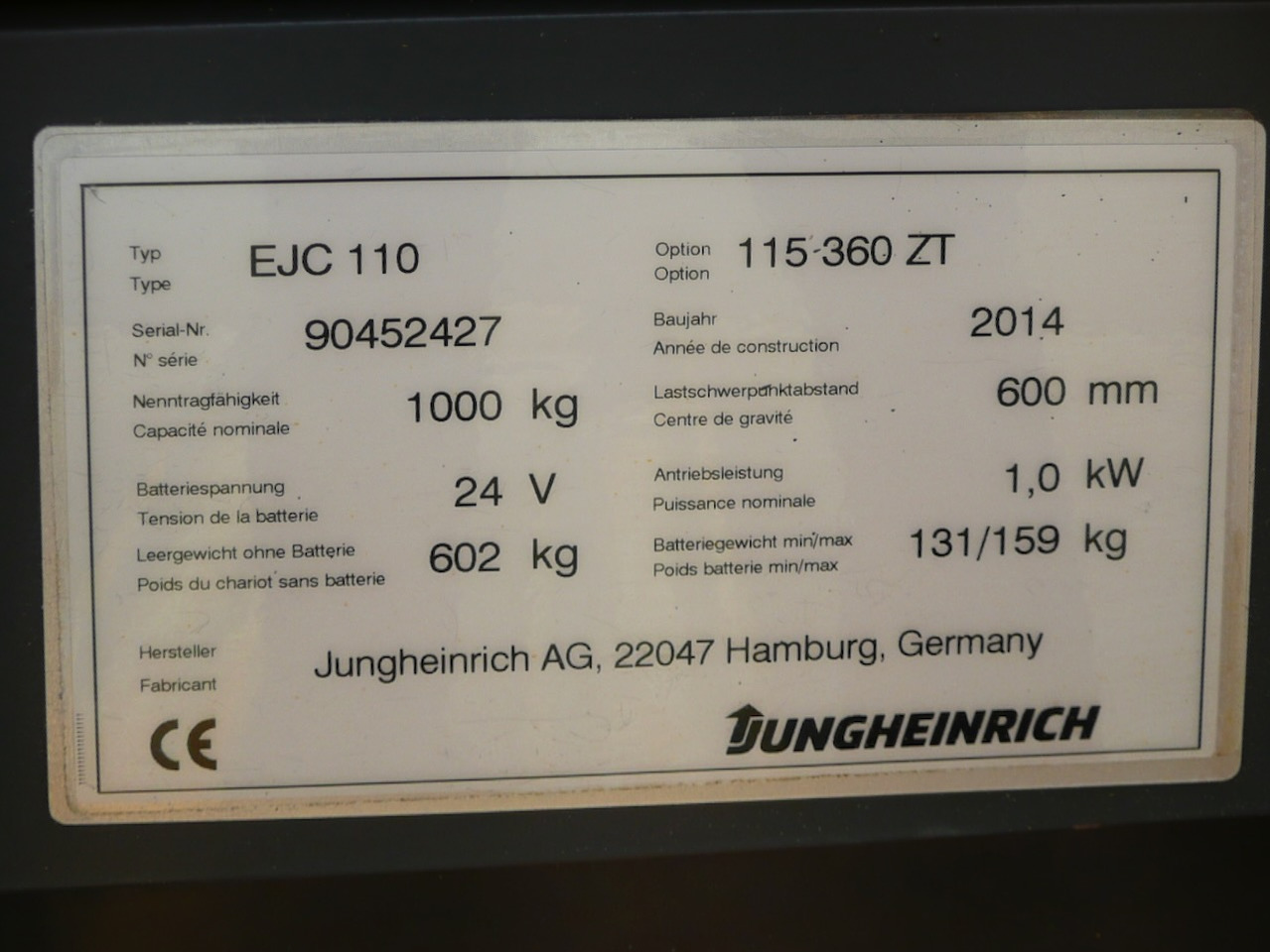 Stohovací vozík Jungheinrich EJC 110 360 ZT: obrázek 7