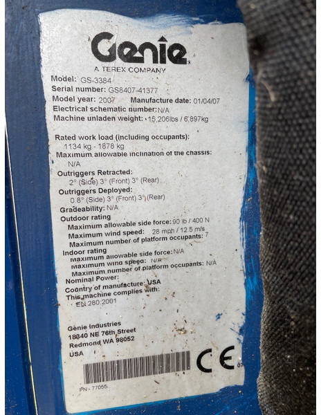 Genie GS 3384 RT - Nůžková plošina: obrázek 3 Genie GS 3384 RT - Nůžková plošina: obrázek 3