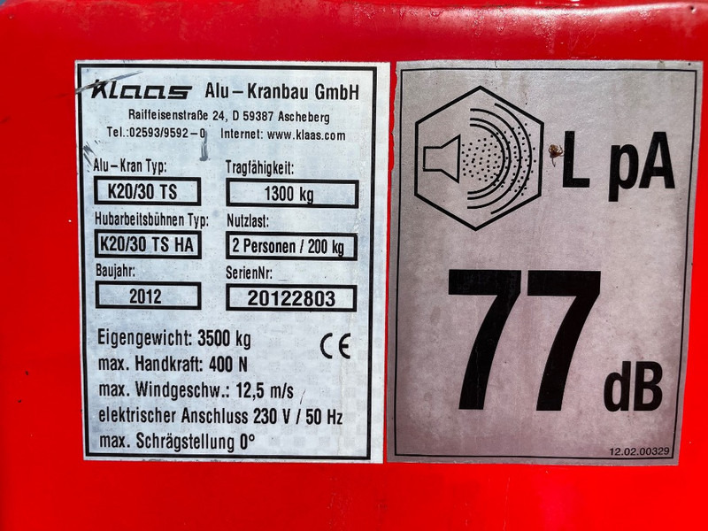 Klaas K 20-30 TS premium SOLD - Univerzální autojeřáb: obrázek 3 Klaas K 20-30 TS premium SOLD - Univerzální autojeřáb: obrázek 3