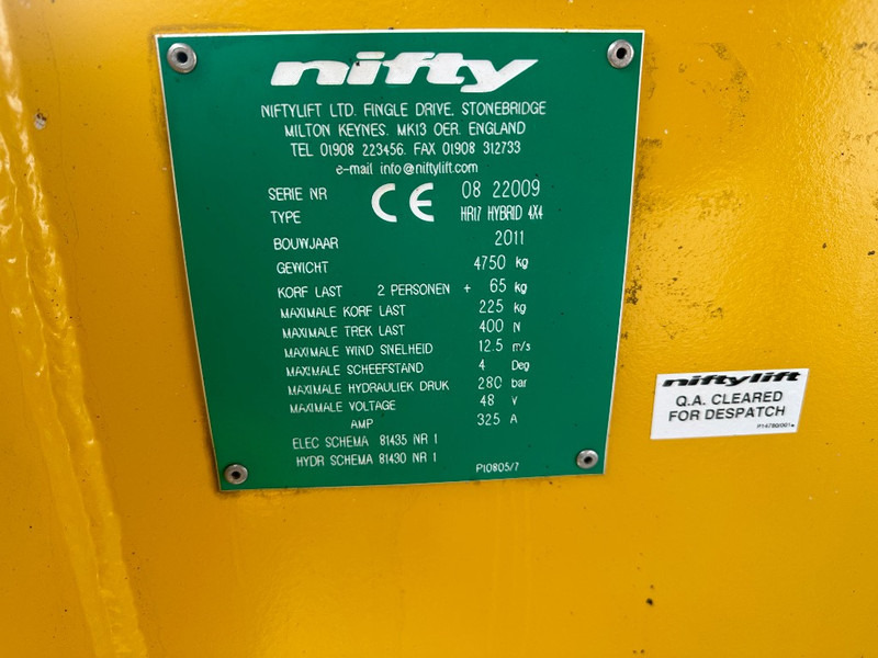 Niftylift HR 17 Hybride 4x4 - Kloubová plošina: obrázek 2 Niftylift HR 17 Hybride 4x4 - Kloubová plošina: obrázek 2