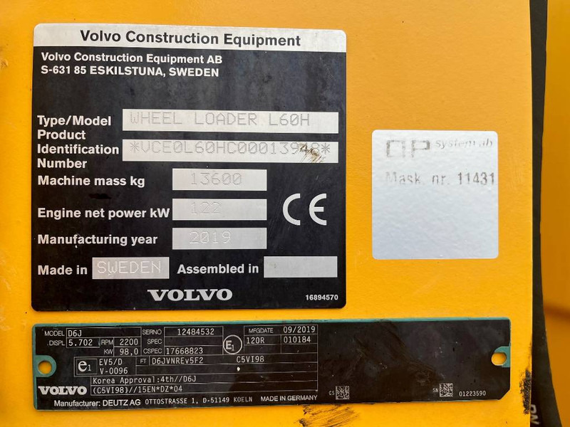 Nový Kolový nakladač Volvo L60H Lång bom, Hjullastare: obrázek 20