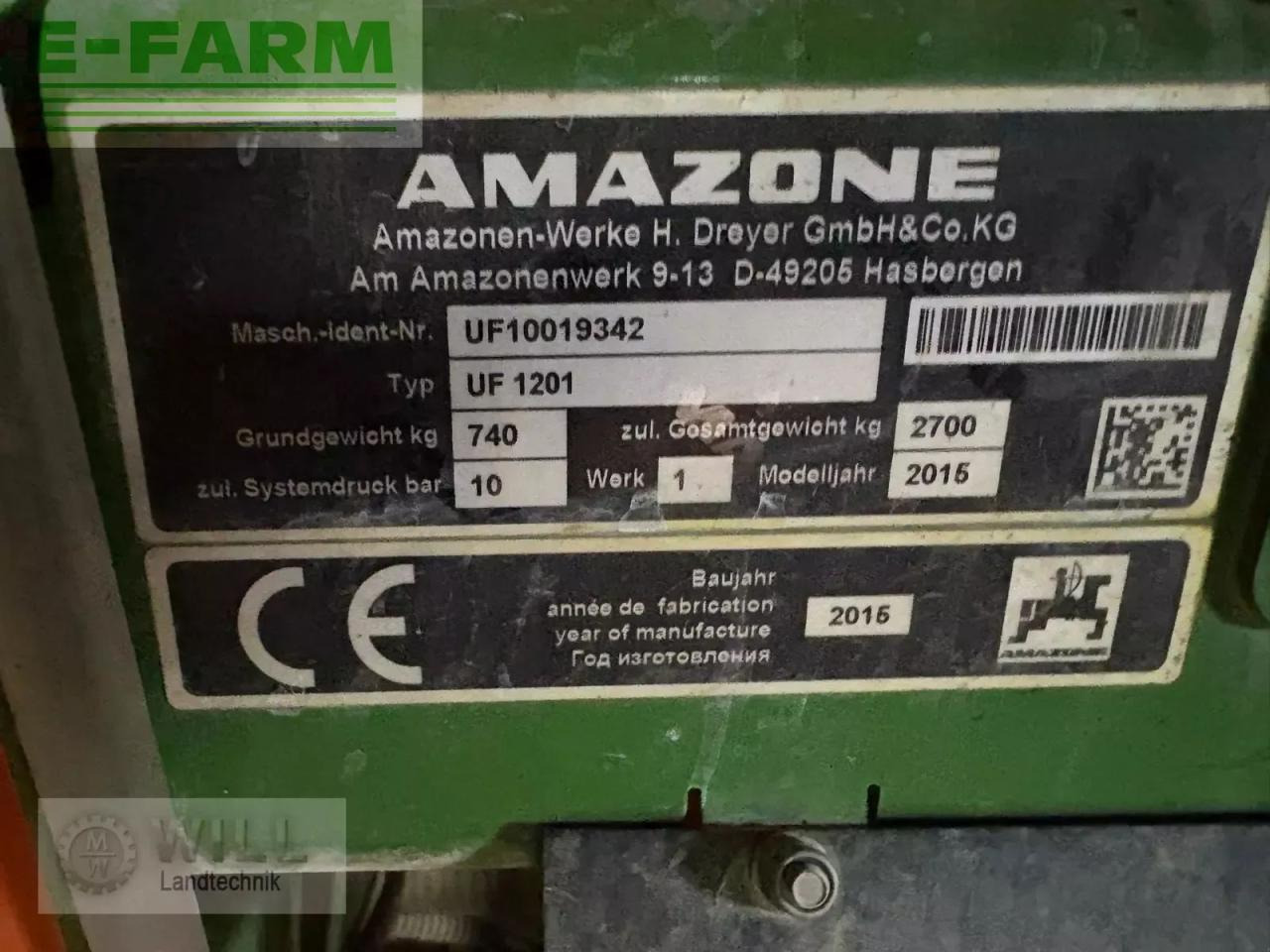 Amazone uf 1201 - Tažený postřikovač: obrázek 2 Amazone uf 1201 - Tažený postřikovač: obrázek 2