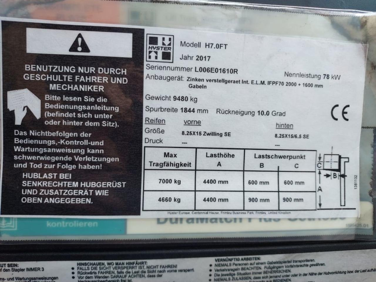 Vysokozdvižný vozík Hyster h 7.0ft: obrázek 8