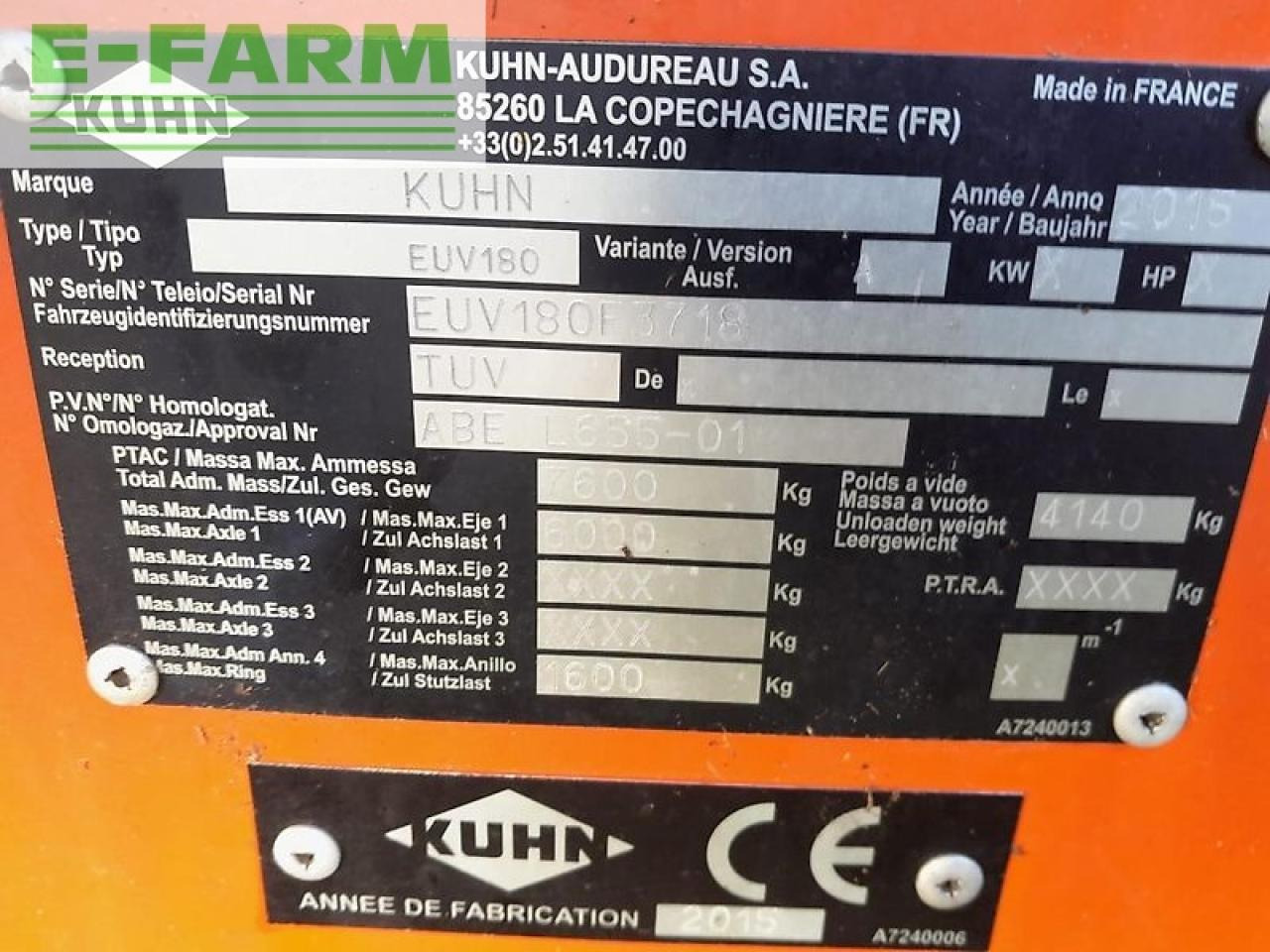 Kuhn euv180 - Zařízení pro chov skotu: obrázek 4 Kuhn euv180 - Zařízení pro chov skotu: obrázek 4