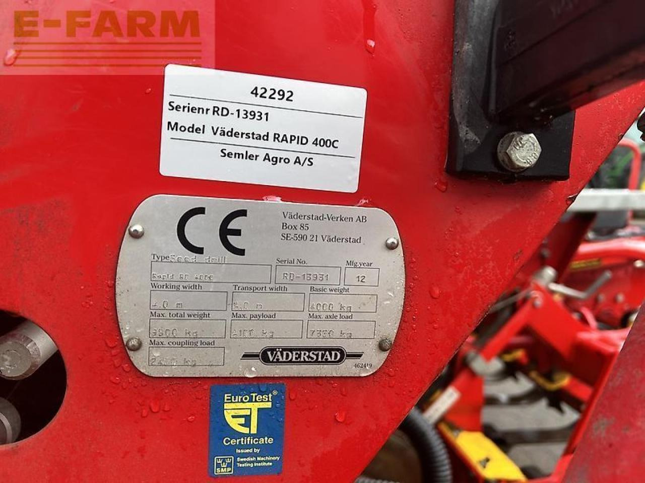 Väderstad rapid 400c - Secí stroj: obrázek 3 Väderstad rapid 400c - Secí stroj: obrázek 3