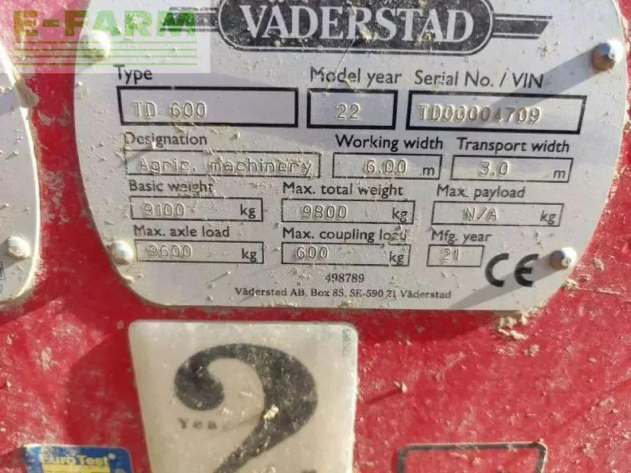 Väderstad td600 - Kultivátor: obrázek 2 Väderstad td600 - Kultivátor: obrázek 2