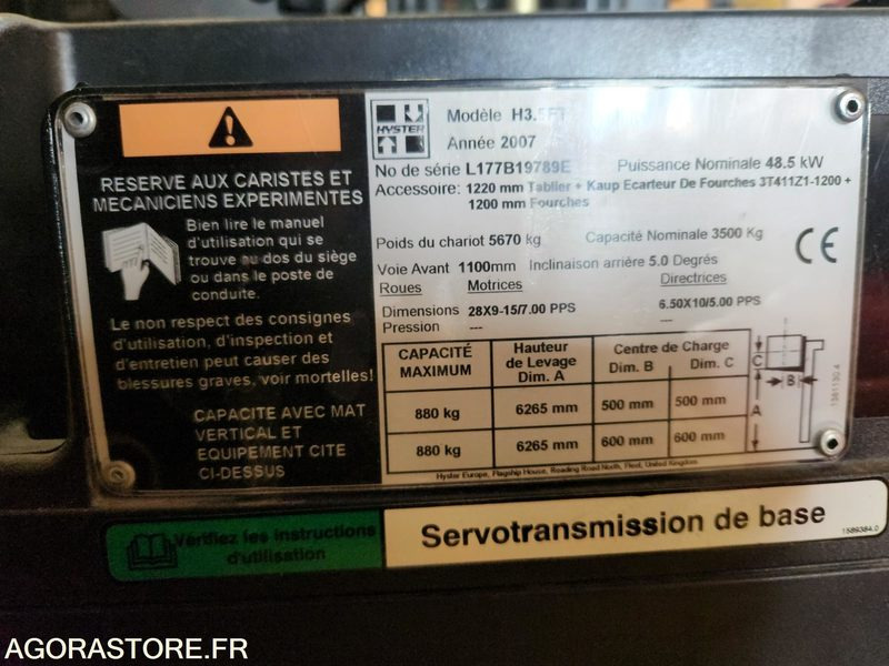 CHARIOT ELEVATEUR DIESEL 3T5 HYSTER H3.5FT - 2007 - 1033 heures - Dieselový vysokozdvižný vozík: obrázek 2 CHARIOT ELEVATEUR DIESEL 3T5 HYSTER H3.5FT - 2007 - 1033 heures - Dieselový vysokozdvižný vozík: obrázek 2