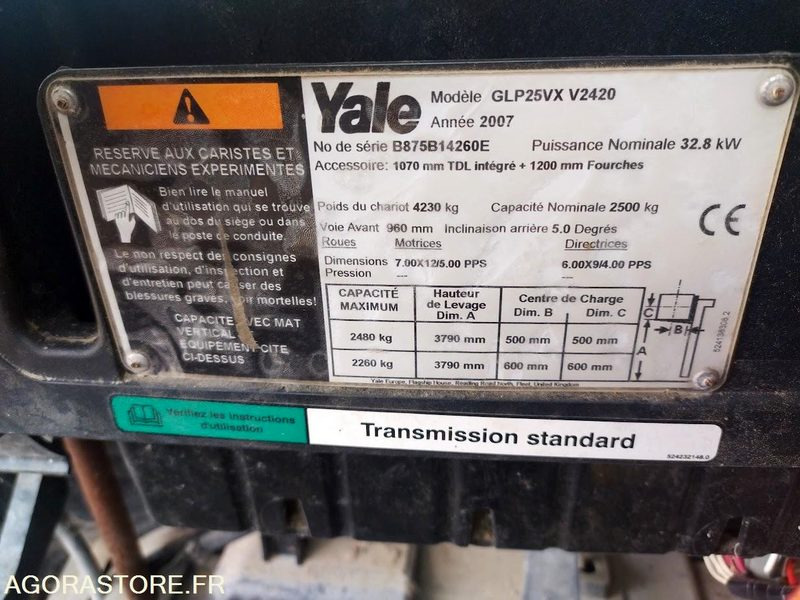 Chariot Élévateur YALE GLP25VX (2007) - Pour Pièces ou Réparation - Plynový vysokozdvižný vozík: obrázek 2 Chariot Élévateur YALE GLP25VX (2007) - Pour Pièces ou Réparation - Plynový vysokozdvižný vozík: obrázek 2