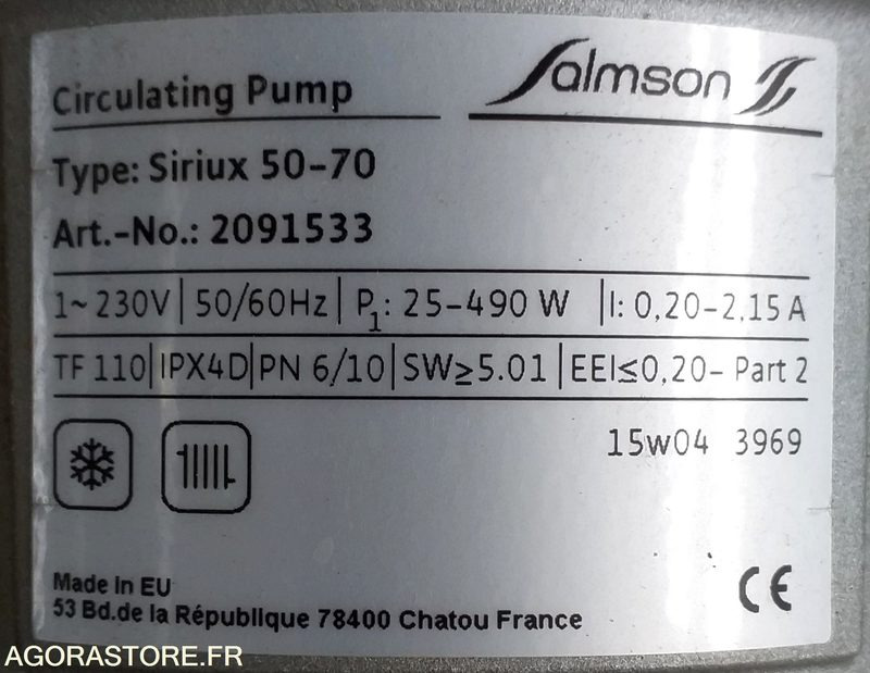 Pompe de chauffage Salmson - Circulateur SIRIUX 50 - 70 entraxe 280 mono - HVAC zařízení: obrázek 3 Pompe de chauffage Salmson - Circulateur SIRIUX 50 - 70 entraxe 280 mono - HVAC zařízení: obrázek 3