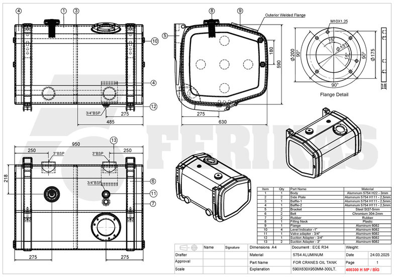Nový Hydraulická nádrž pro Nákladní auto Hydraulic aluminum oil tank 300L: obrázek 12