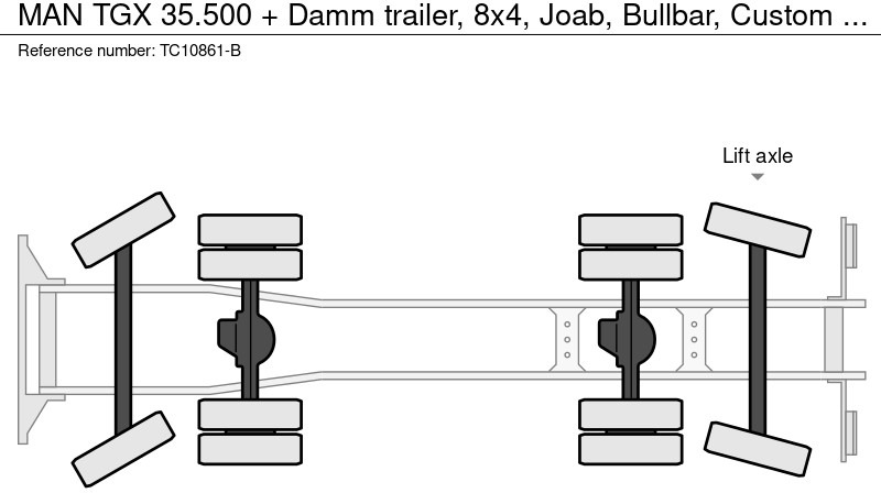 MAN TGX 35.500 + Damm trailer, 8x4, Joab, Bullbar, Custom interieur - Hákový nosič kontejnerů: obrázek 4 MAN TGX 35.500 + Damm trailer, 8x4, Joab, Bullbar, Custom interieur - Hákový nosič kontejnerů: obrázek 4