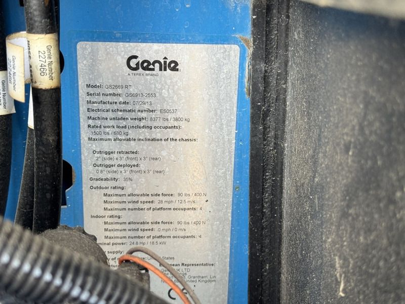 Nůžková plošina Genie GS 2669 RT  Hoogwerker / Arbeitsbuhne 10mtr werkhoogte 4x4 kubota DIESEL 2013: obrázek 12