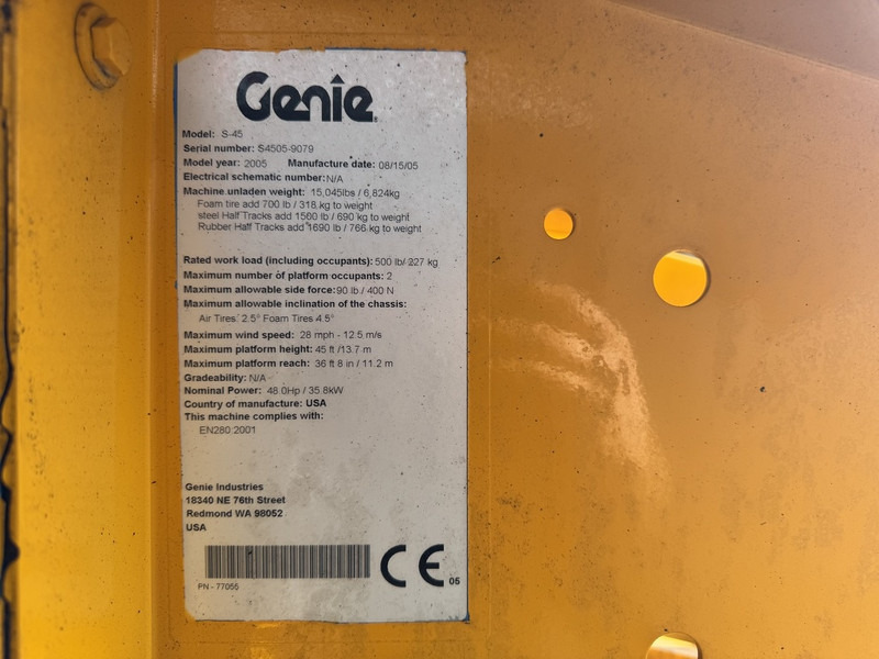 Teleskopická plošina Genie S45 4x4 DEUTZ DIESEL 3000uur  15,7M Werkhoogte: obrázek 8