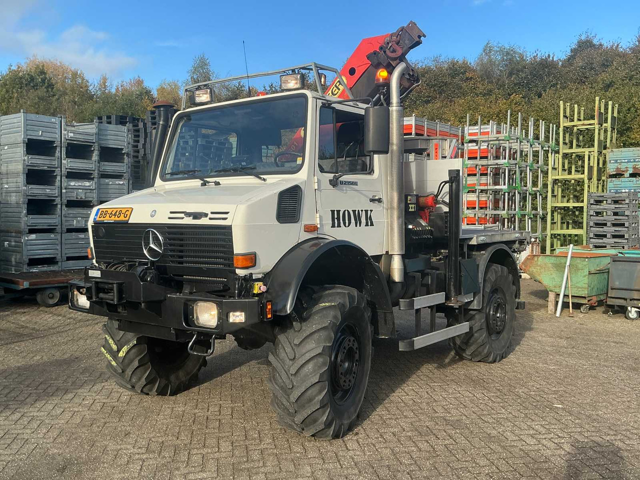 2002 MERCEDES-BENZ UNIMOG U2150L WITH PALFINGER PK 9501 CRANE AND AERIAL PLATFORM - Nákladní auto: obrázek 1 2002 MERCEDES-BENZ UNIMOG U2150L WITH PALFINGER PK 9501 CRANE AND AERIAL PLATFORM - Nákladní auto: obrázek 1