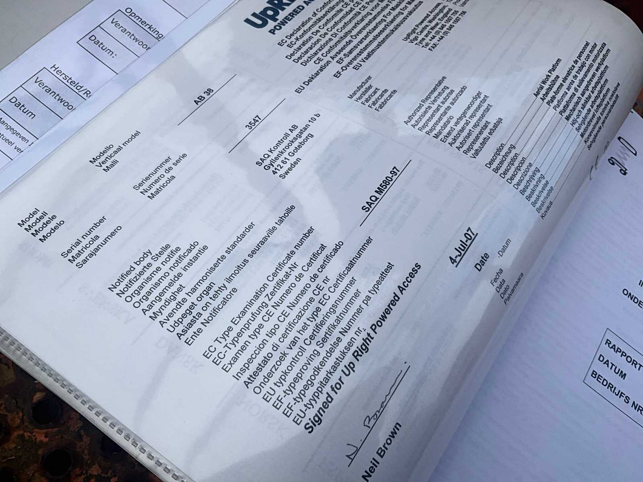 Pracovní plošina "Upright" "UPRIGHT" - AB38N - ARTICULATED TELESCOPIC BOOM LIFT - 2007: obrázek 20 Pracovní plošina "Upright" "UPRIGHT" - AB38N - ARTICULATED TELESCOPIC BOOM LIFT - 2007: obrázek 20