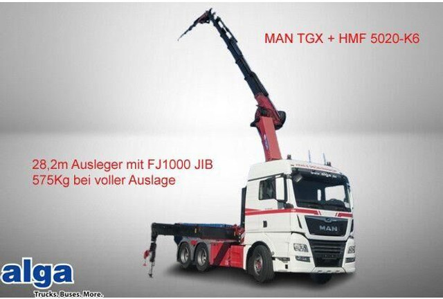 MAN 28.500 TGX 6X2-2 BLS, Kran HMF 5020-K6, Funk,23m - Tahač: obrázek 1 MAN 28.500 TGX 6X2-2 BLS, Kran HMF 5020-K6, Funk,23m - Tahač: obrázek 1