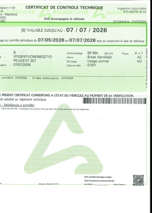 Voiture Peugeot 307 (2005-58.925 km-VIN:VF33EKFUC84066327) - Osobní auto: obrázek 3 Voiture Peugeot 307 (2005-58.925 km-VIN:VF33EKFUC84066327) - Osobní auto: obrázek 3