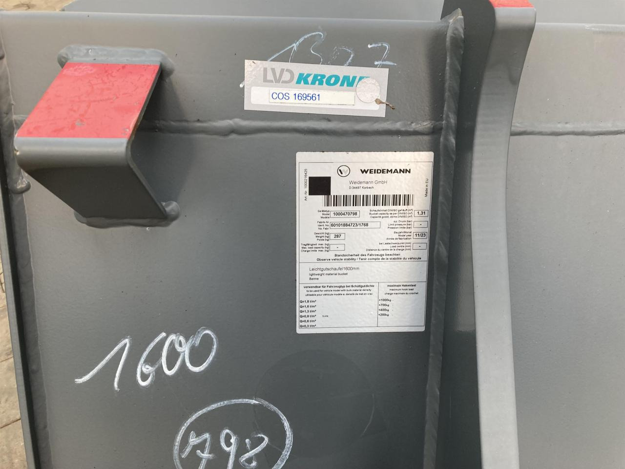 Kramer 1600 mm - Lžíce: obrázek 5 Kramer 1600 mm - Lžíce: obrázek 5