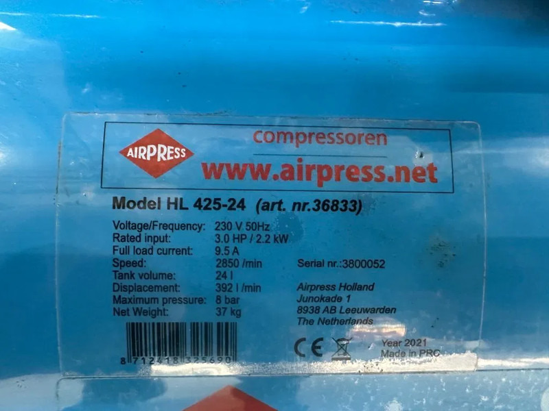 Airpress HL 425-24 Elektrische Zuigercompressor 3 PK 392 L / min 8 Bar Overstock New ! - Mobilní kompresor: obrázek 3 Airpress HL 425-24 Elektrische Zuigercompressor 3 PK 392 L / min 8 Bar Overstock New ! - Mobilní kompresor: obrázek 3