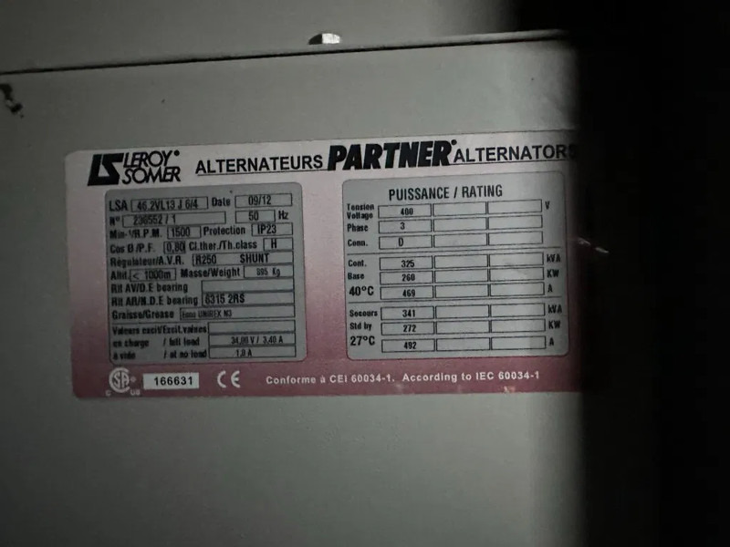 Elektrický generátor Atlas-Copco QAS 325 VOD Volvo Leroy Somer 325 kVA Silent Rental generatorset: obrázek 17