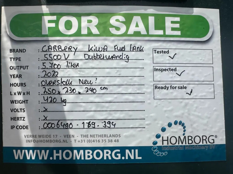 Cisternové vozidlo Carbery 5500 V Kiwa Dubbelwandig met mangat Dubbelwandige Brandstoftank Dieseltank Kiwa 5700 liter New !: obrázek 13 Cisternové vozidlo Carbery 5500 V Kiwa Dubbelwandig met mangat Dubbelwandige Brandstoftank Dieseltank Kiwa 5700 liter New !: obrázek 13
