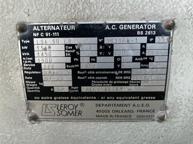 Elektrický generátor Deutz MWM TBD 604 BV12 Leroy Somer 1450 kVA generatorset ex emergency: obrázek 11