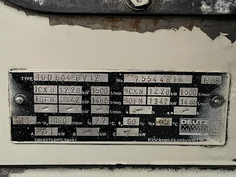 Elektrický generátor Deutz MWM TBD 604 BV12 Leroy Somer 1450 kVA generatorset ex emergency: obrázek 18