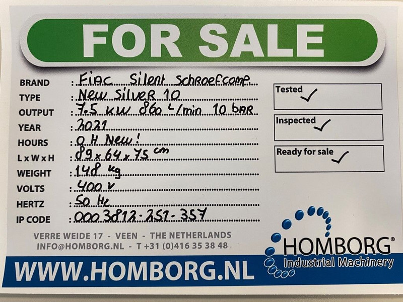 Nový Mobilní kompresor Fiac New Silver 10 Silent 7.5 kW 860 L / min 10 bar Elektrische Schroefcompressor: obrázek 12