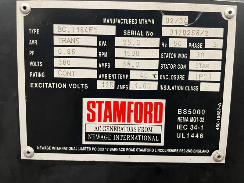 Hatz 2M40H Stamford 25 kVA generatorset - Elektrický generátor: obrázek 5 Hatz 2M40H Stamford 25 kVA generatorset - Elektrický generátor: obrázek 5